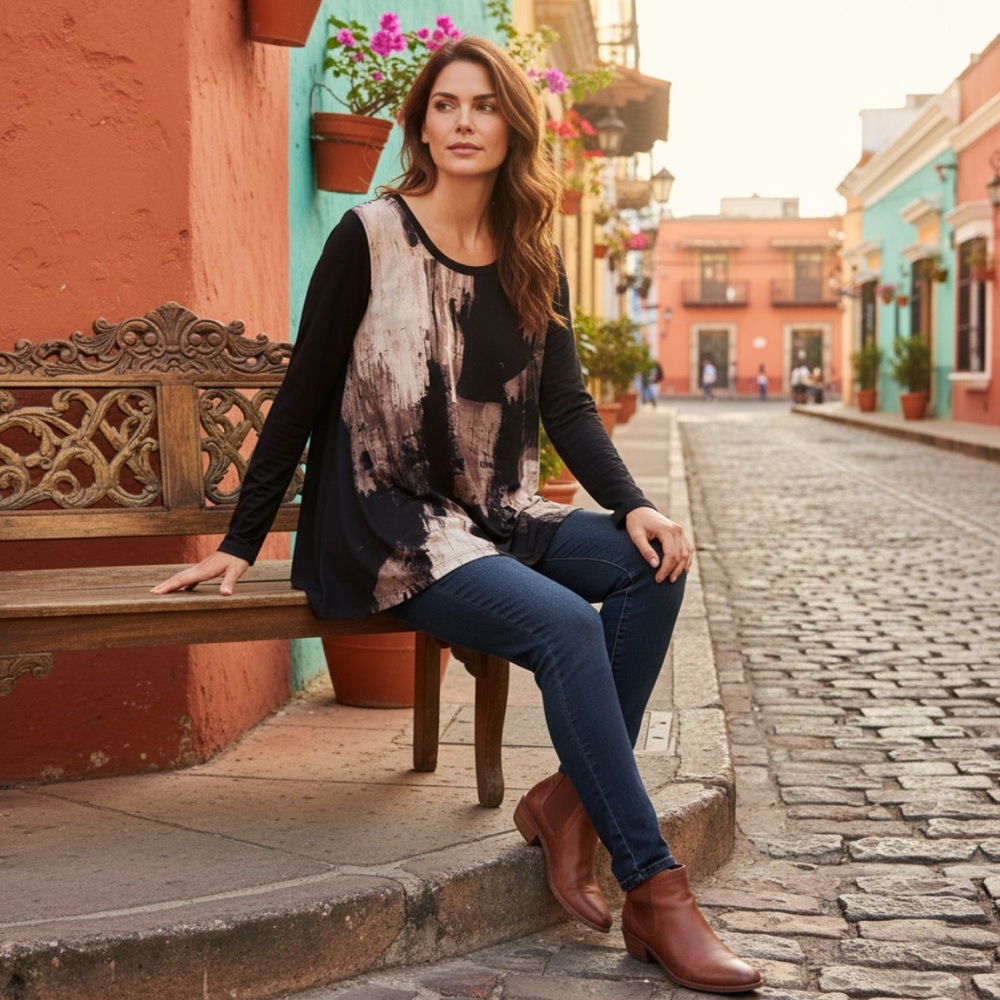 Simply Vera Print Asymmetrical Top